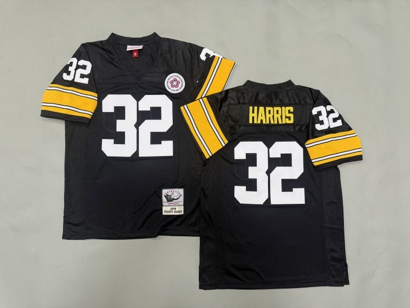 Men 2025 Pittsburgh Steelers 32 Harris black Throwback Limited NFL Jersey style 003